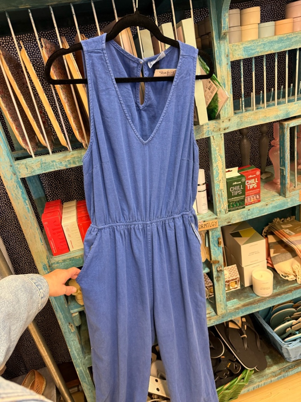 Universal Thread Periwinkle Sleeveless V-Neck Wide-Leg Jumpsuit - Picture 2 of 4